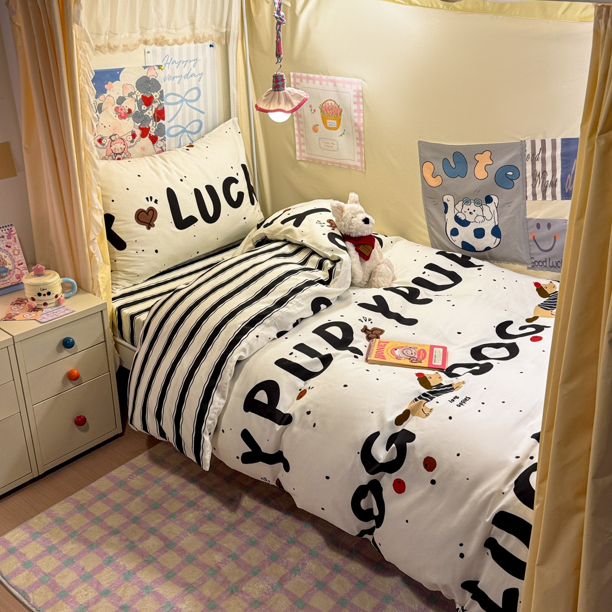 91家纺网 家纺一手货源 找家纺 （总）简宜家居（朝初家纺） 2025新款全棉12868斜纹卡通花卉学生三件套四件套