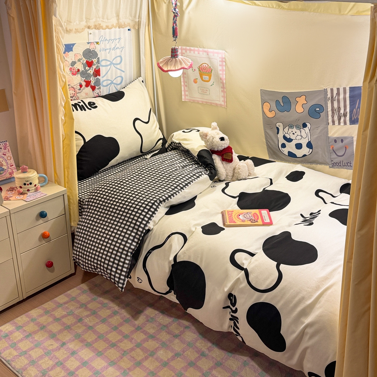 91家纺网 家纺一手货源 找家纺 （总）简宜家居（朝初家纺） 2025新款全棉12868斜纹卡通花卉学生三件套四件套