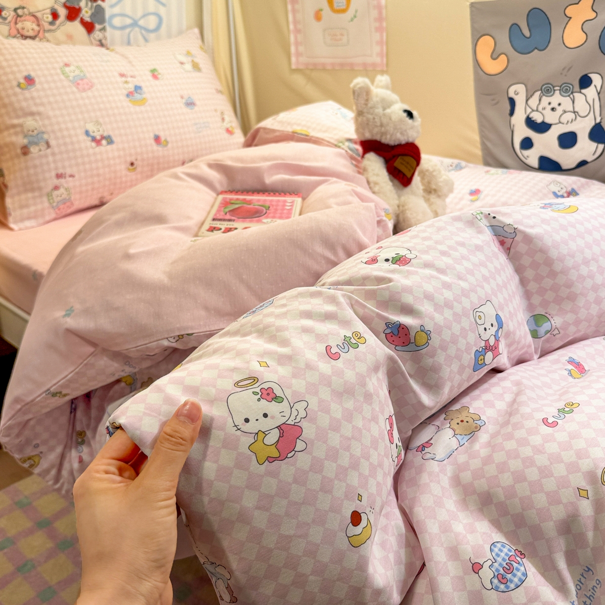 91家纺网 家纺一手货源 找家纺 （总）简宜家居（朝初家纺） 2025新款全棉12868斜纹卡通花卉学生三件套四件套