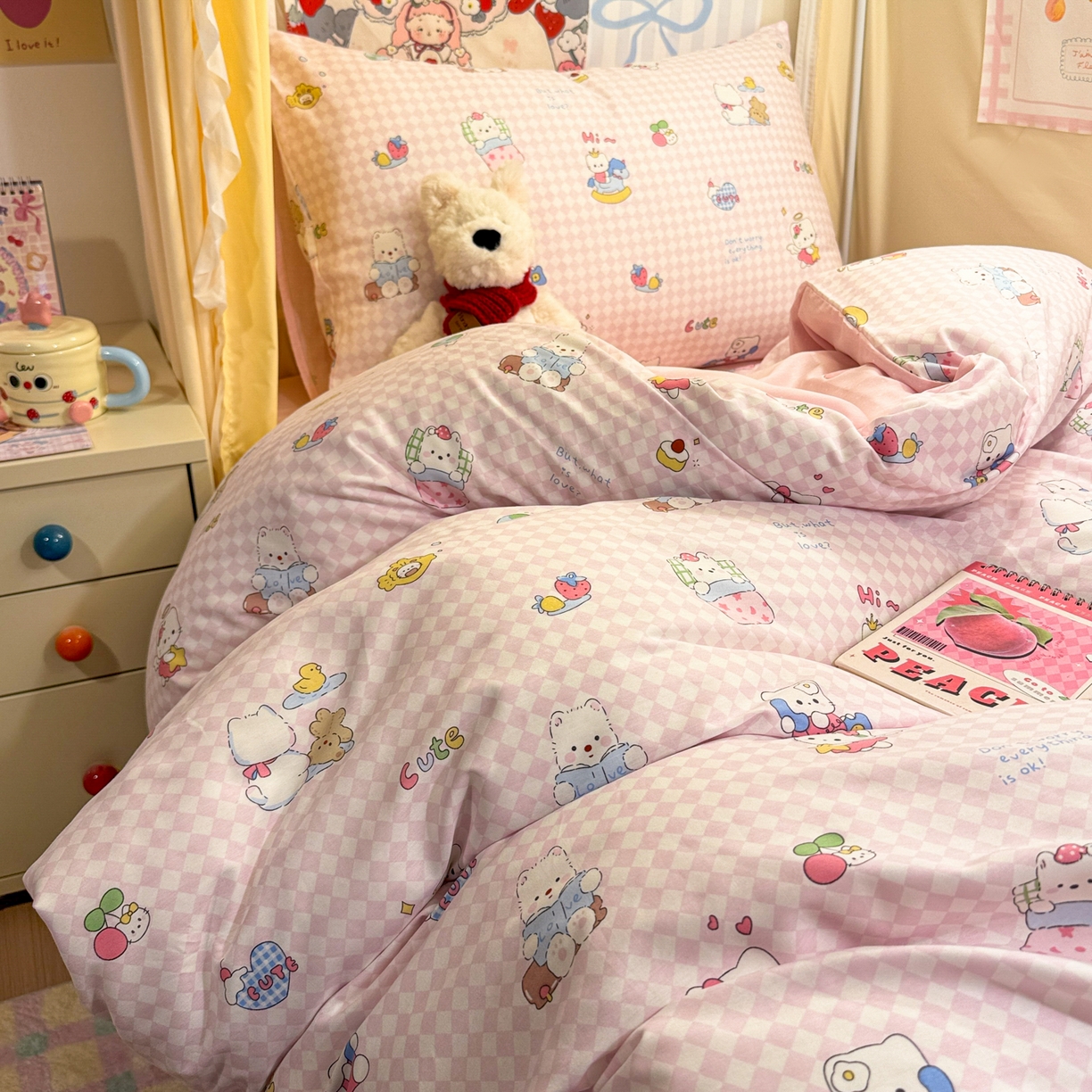 91家纺网 家纺一手货源 找家纺 （总）简宜家居（朝初家纺） 2025新款全棉12868斜纹卡通花卉学生三件套四件套