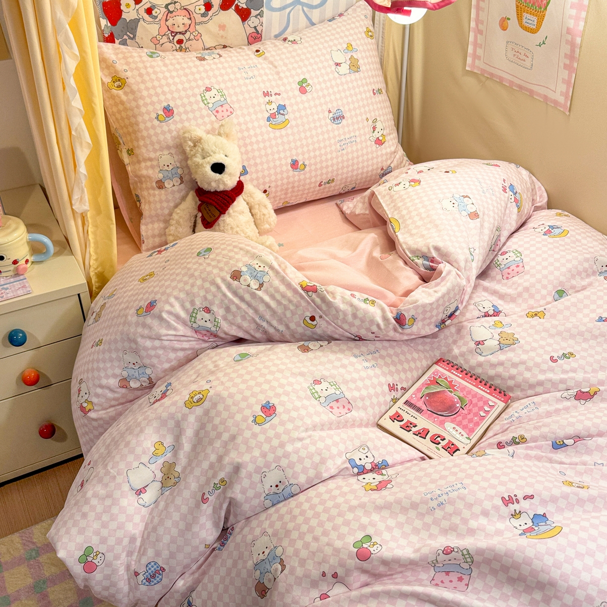 91家纺网 家纺一手货源 找家纺 （总）简宜家居（朝初家纺） 2025新款全棉12868斜纹卡通花卉学生三件套四件套