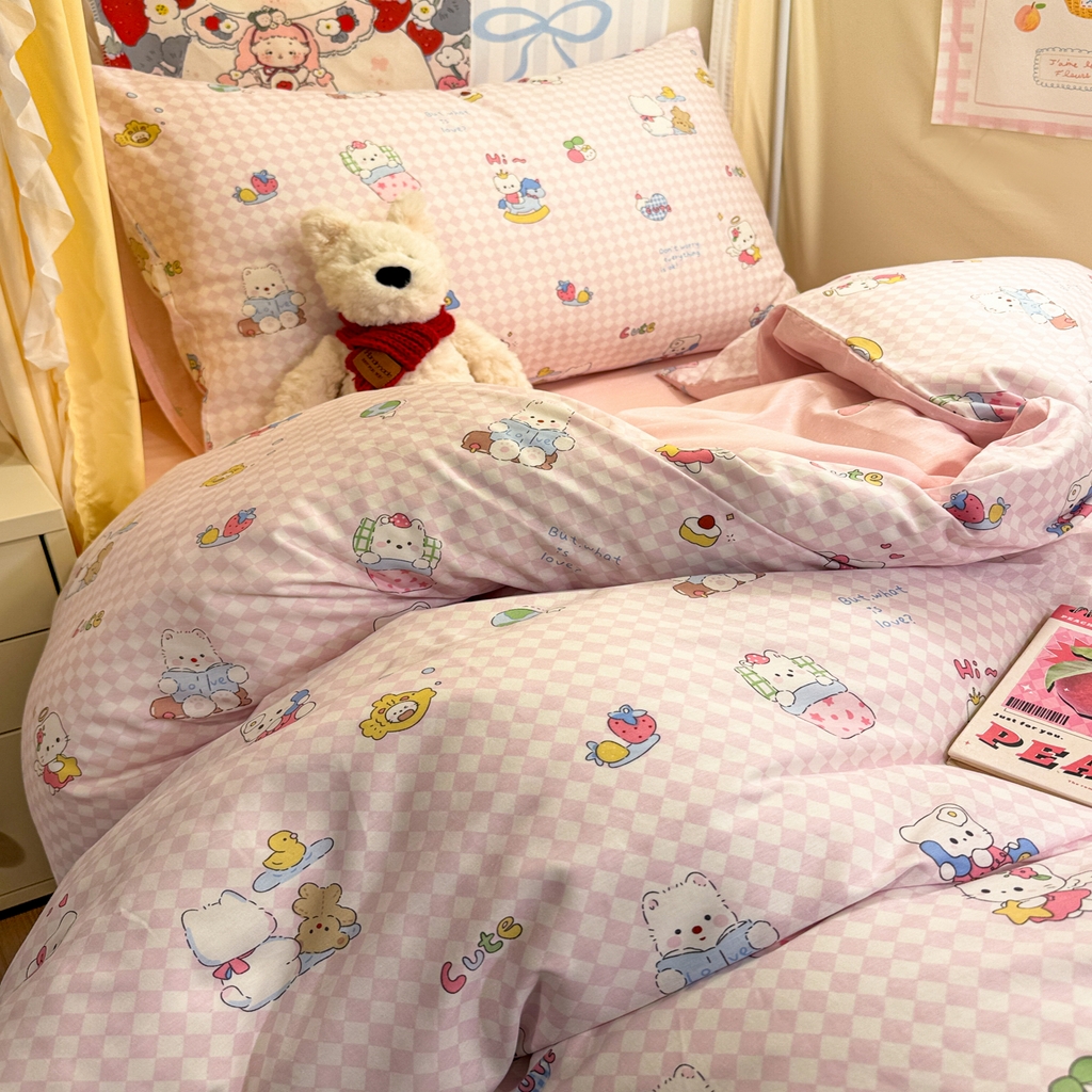 91家纺网 家纺一手货源 找家纺 （总）简宜家居（朝初家纺） 2025新款全棉12868斜纹卡通花卉学生三件套四件套