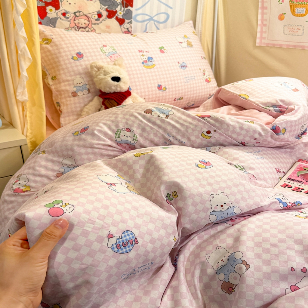 91家纺网 家纺一手货源 找家纺 （总）简宜家居（朝初家纺） 2025新款全棉12868斜纹卡通花卉学生三件套四件套