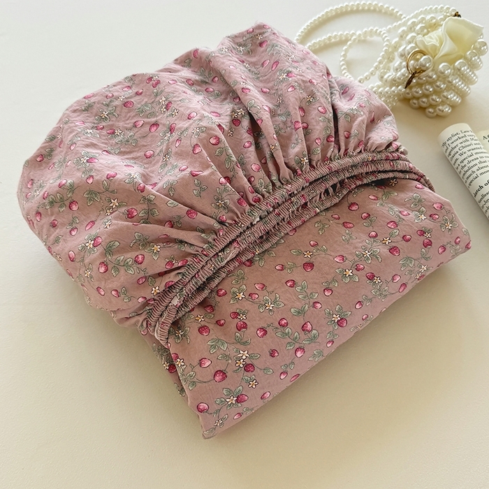 91家纺网 家纺一手货源 找家纺 （总）卢赛尔 2025新款水洗珍珠棉皱皱纱印花床笠