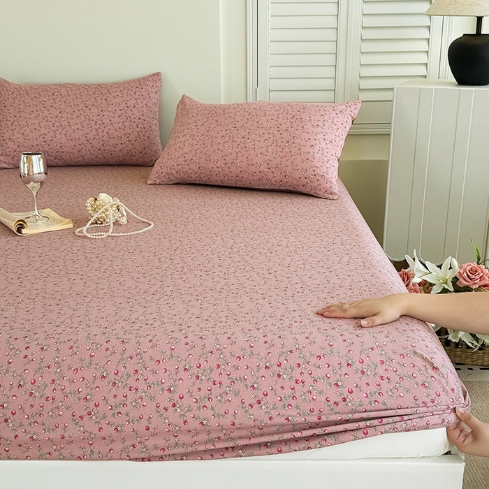 91家纺网 家纺一手货源 找家纺 （总）卢赛尔 2025新款水洗珍珠棉皱皱纱印花床笠