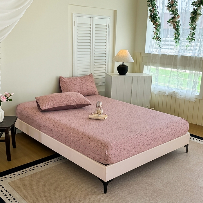 91家纺网 家纺一手货源 找家纺 （总）卢赛尔 2025新款水洗珍珠棉皱皱纱印花床笠