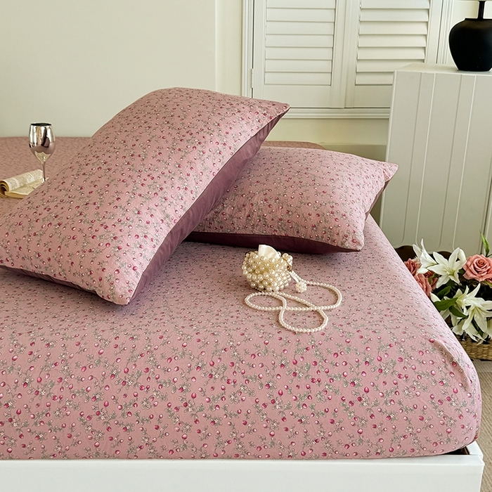 91家纺网 家纺一手货源 找家纺 （总）卢赛尔 2025新款水洗珍珠棉皱皱纱印花床笠