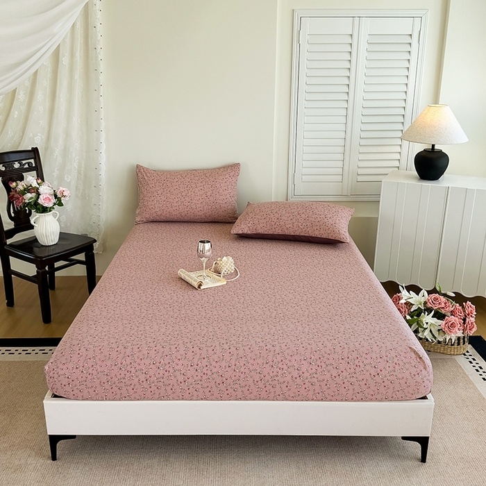 91家纺网 家纺一手货源 找家纺 （总）卢赛尔 2025新款水洗珍珠棉皱皱纱印花床笠