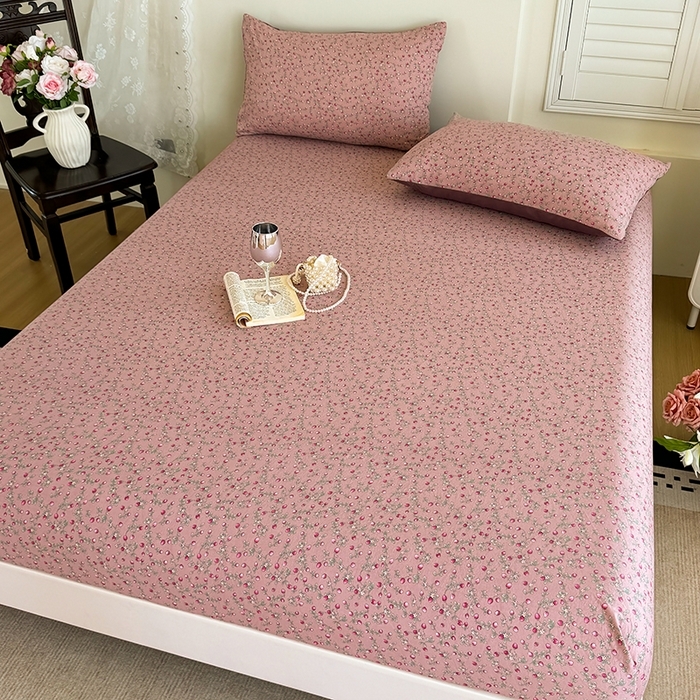 91家纺网 家纺一手货源 找家纺 （总）卢赛尔 2025新款水洗珍珠棉皱皱纱印花床笠