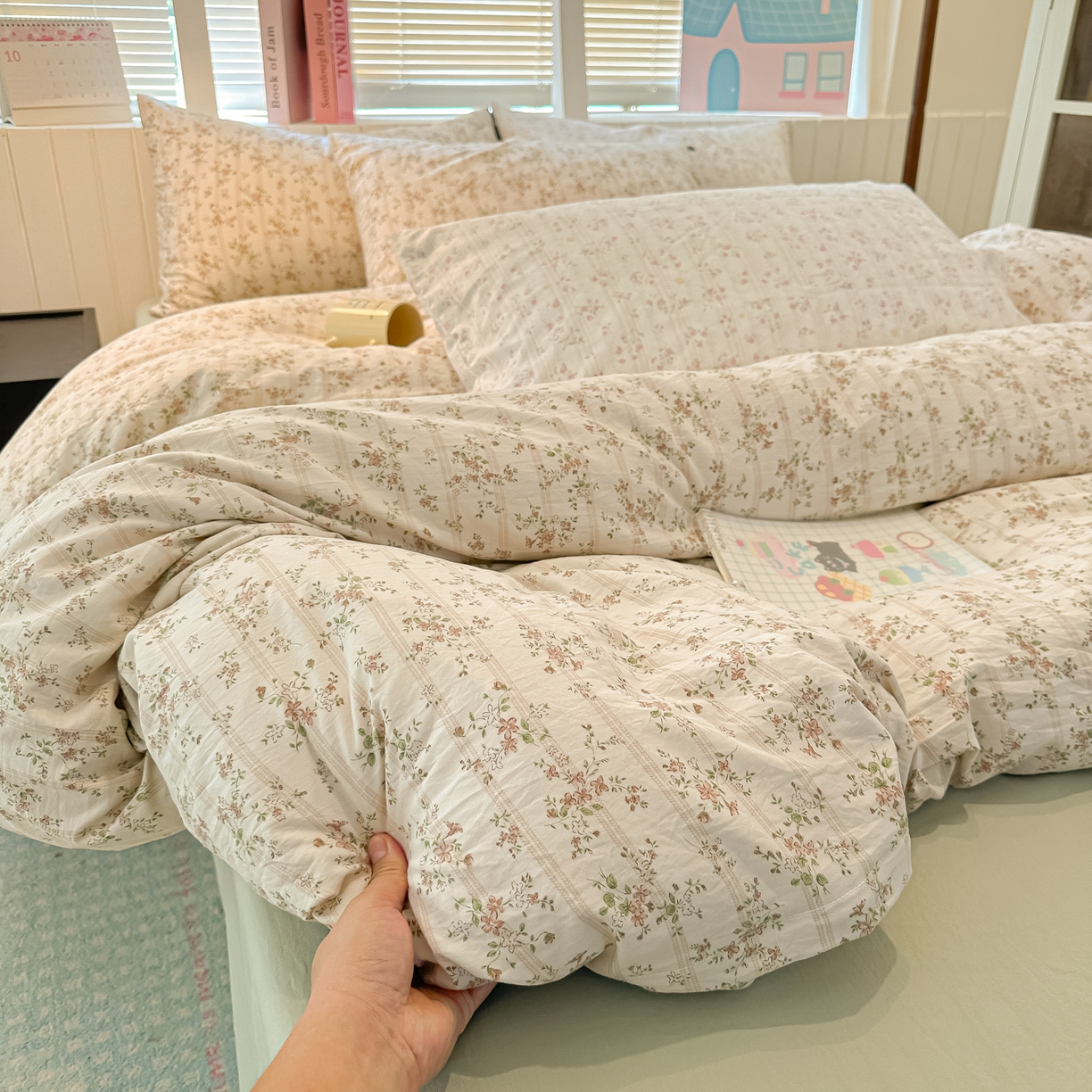 91家纺网 家纺一手货源 找家纺 （总）多乐家纺 2025新款秋冬韩系花卉舒柔棉印花四件套