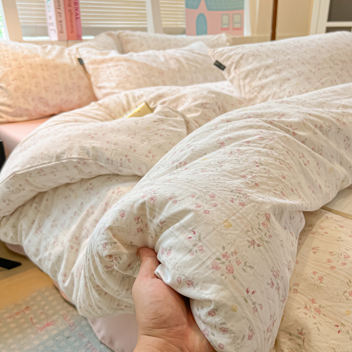 91家纺网 家纺一手货源 找家纺 多乐家纺 2025新款秋冬韩系花卉舒柔棉印花四件套 秘境