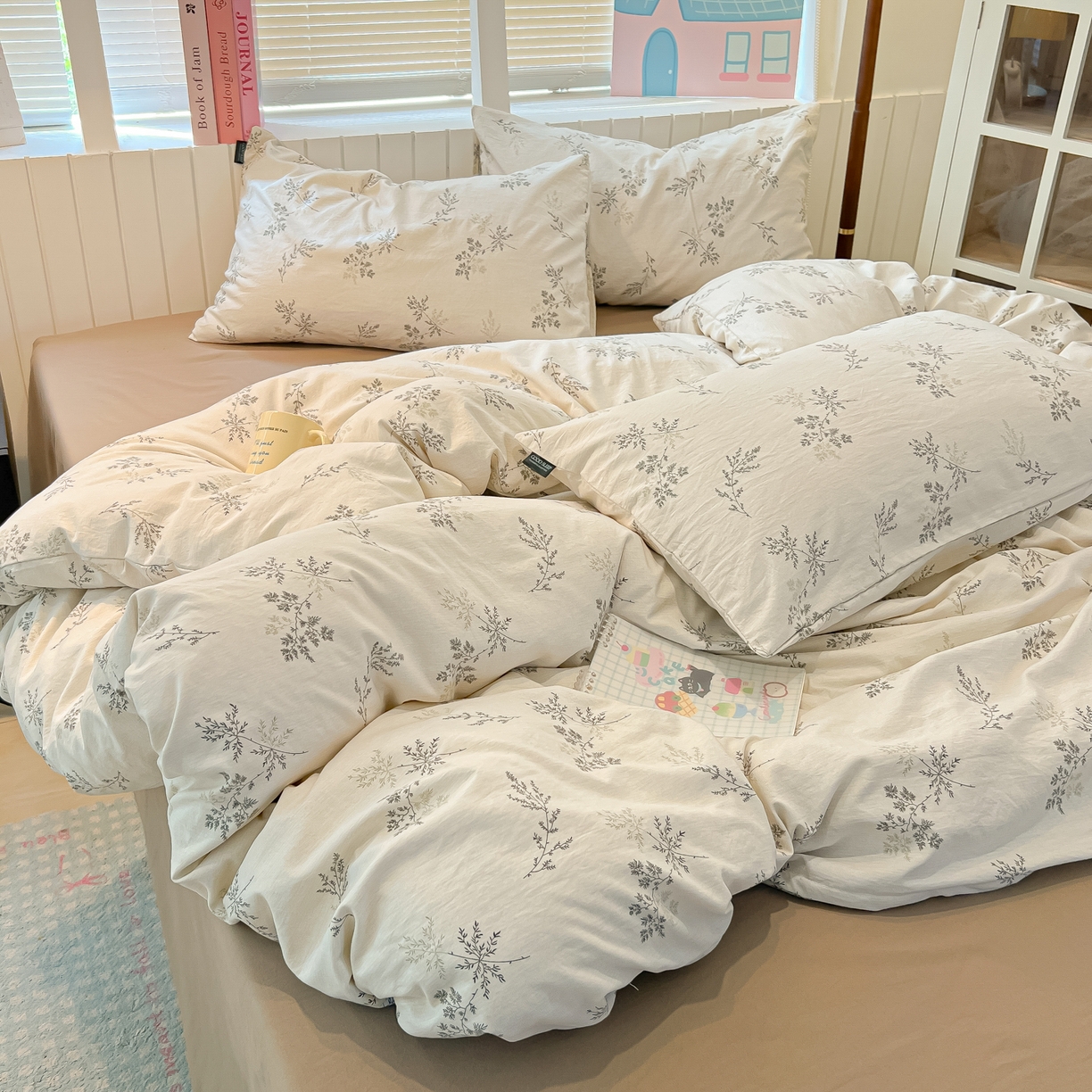 91家纺网 家纺一手货源 找家纺 多乐家纺 2025新款秋冬韩系花卉舒柔棉印花四件套 南城旧事