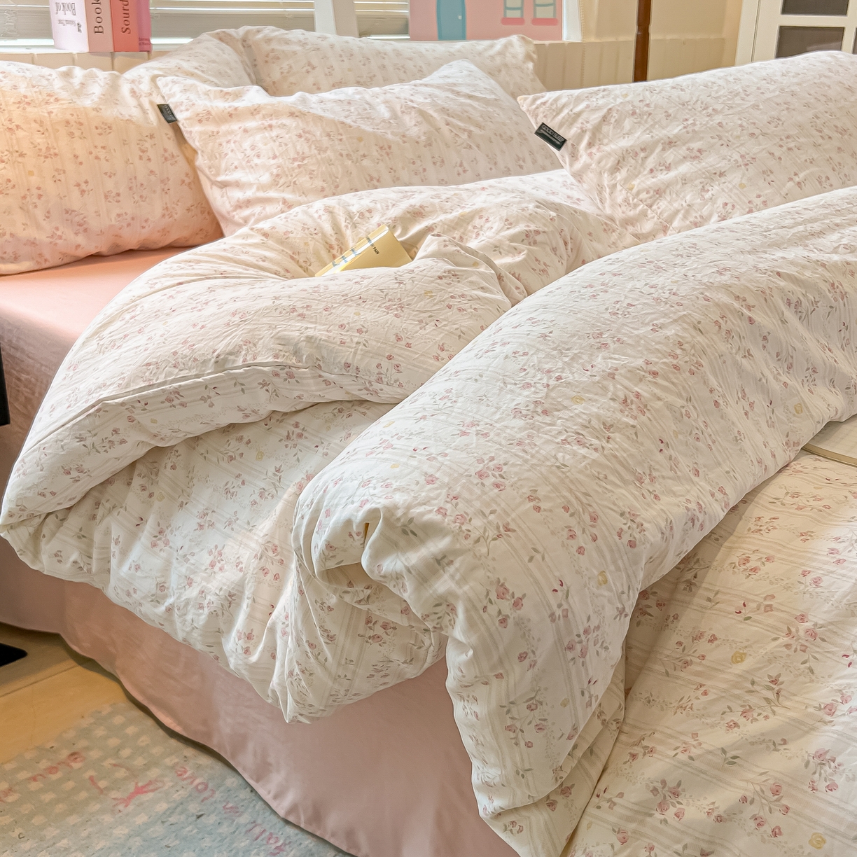 91家纺网 家纺一手货源 找家纺 多乐家纺 2025新款秋冬韩系花卉舒柔棉印花四件套 秘境