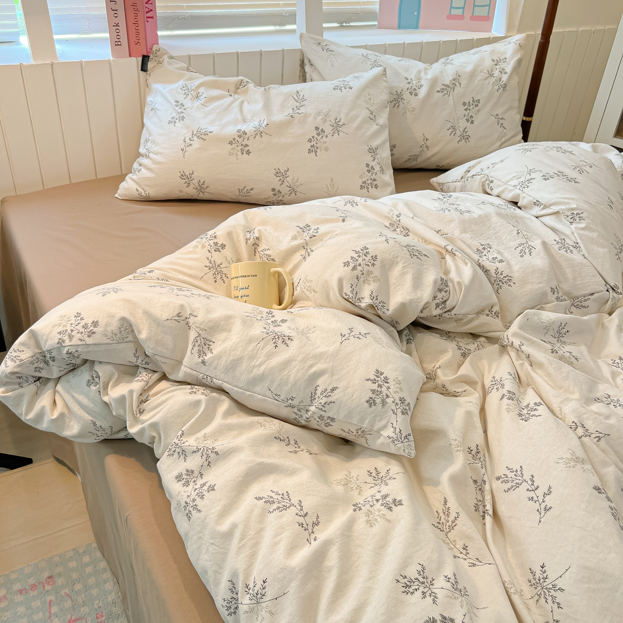 91家纺网 家纺一手货源 找家纺 多乐家纺 2025新款秋冬韩系花卉舒柔棉印花四件套 南城旧事