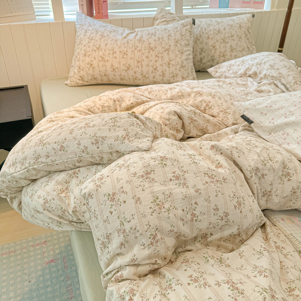 91家纺网 家纺一手货源 找家纺 多乐家纺 2025新款秋冬韩系花卉舒柔棉印花四件套 春日