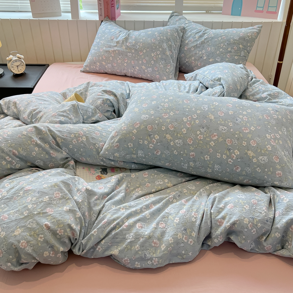 91家纺网 家纺一手货源 找家纺 多乐家纺 2025新款秋冬韩系花卉舒柔棉印花四件套 繁花