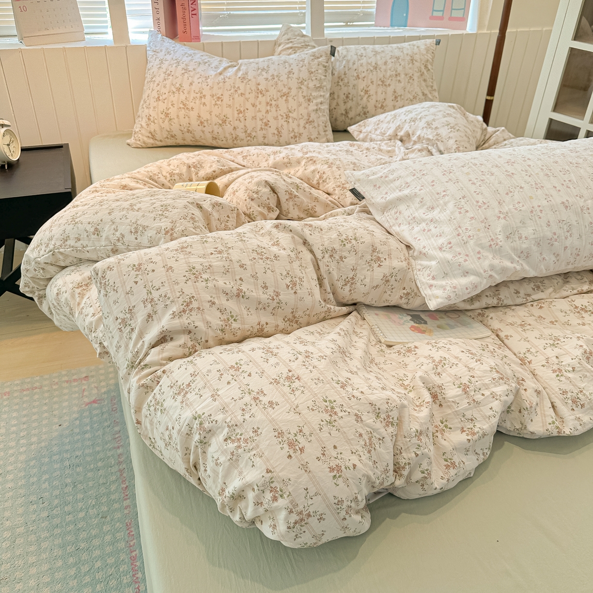 91家纺网 家纺一手货源 找家纺 多乐家纺 2025新款秋冬韩系花卉舒柔棉印花四件套 春日