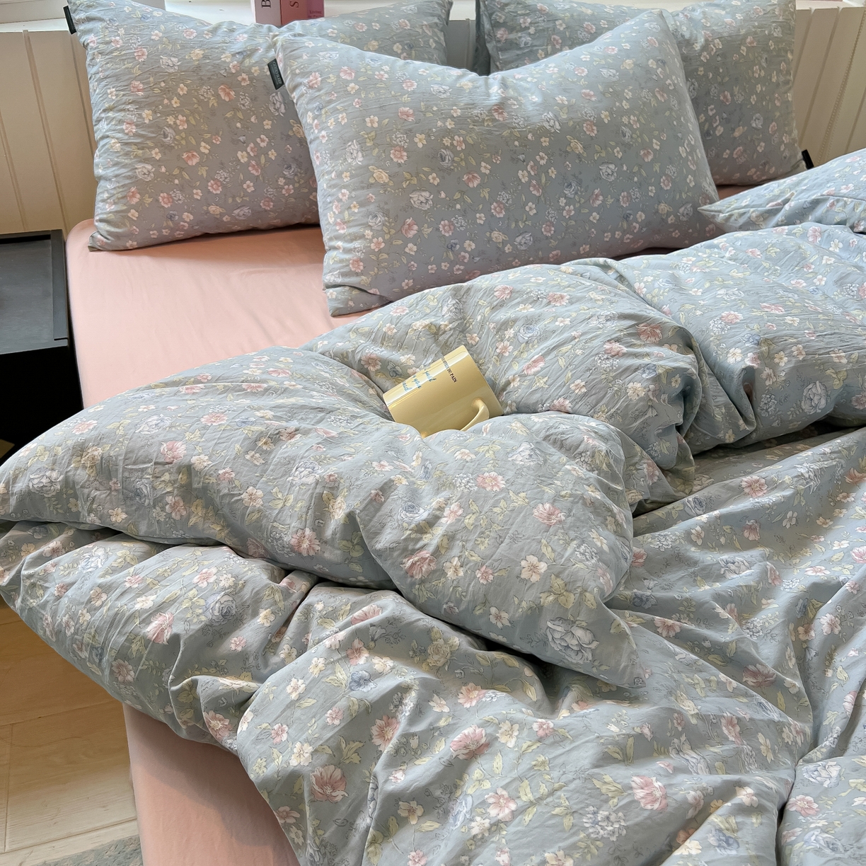 91家纺网 家纺一手货源 找家纺 多乐家纺 2025新款秋冬韩系花卉舒柔棉印花四件套 繁花