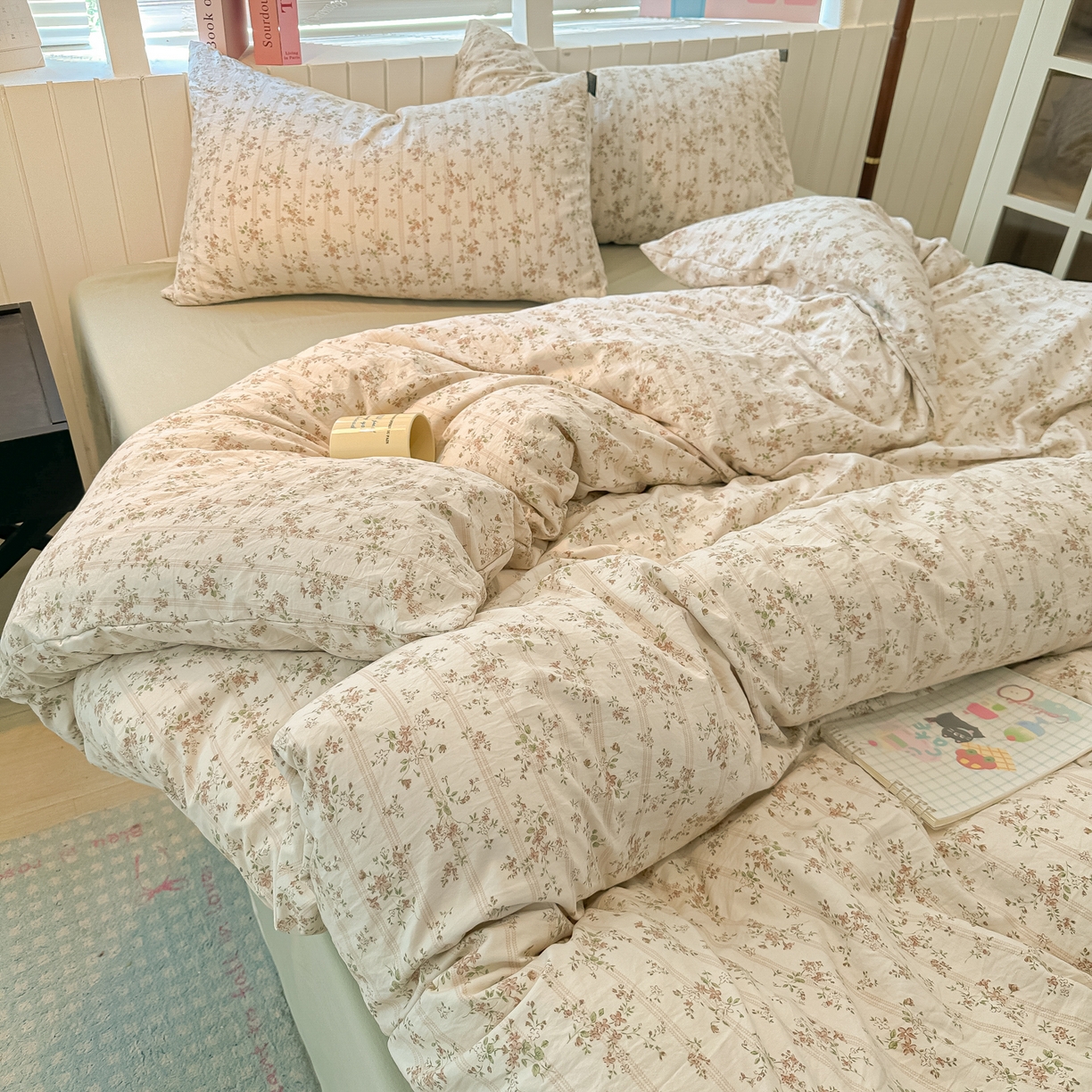 91家纺网 家纺一手货源 找家纺 多乐家纺 2025新款秋冬韩系花卉舒柔棉印花四件套 春日