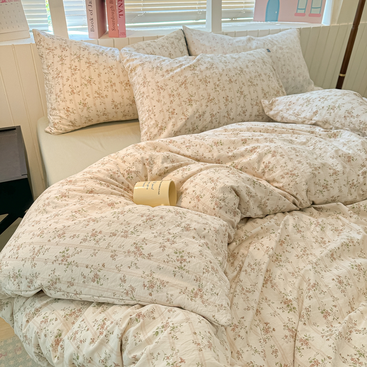 91家纺网 家纺一手货源 找家纺 多乐家纺 2025新款秋冬韩系花卉舒柔棉印花四件套 春日