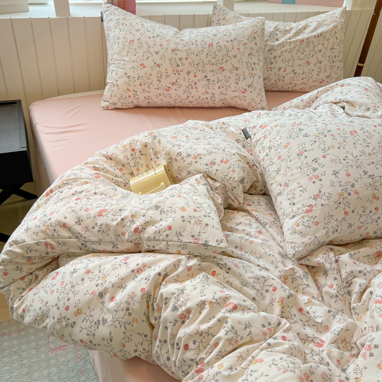 91家纺网 家纺一手货源 找家纺 多乐家纺 2025新款秋冬韩系花卉舒柔棉印花四件套 玫瑰