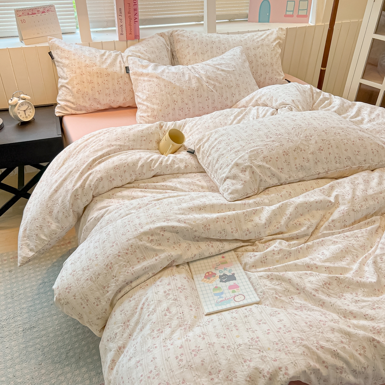 91家纺网 家纺一手货源 找家纺 多乐家纺 2025新款秋冬韩系花卉舒柔棉印花四件套 秘境