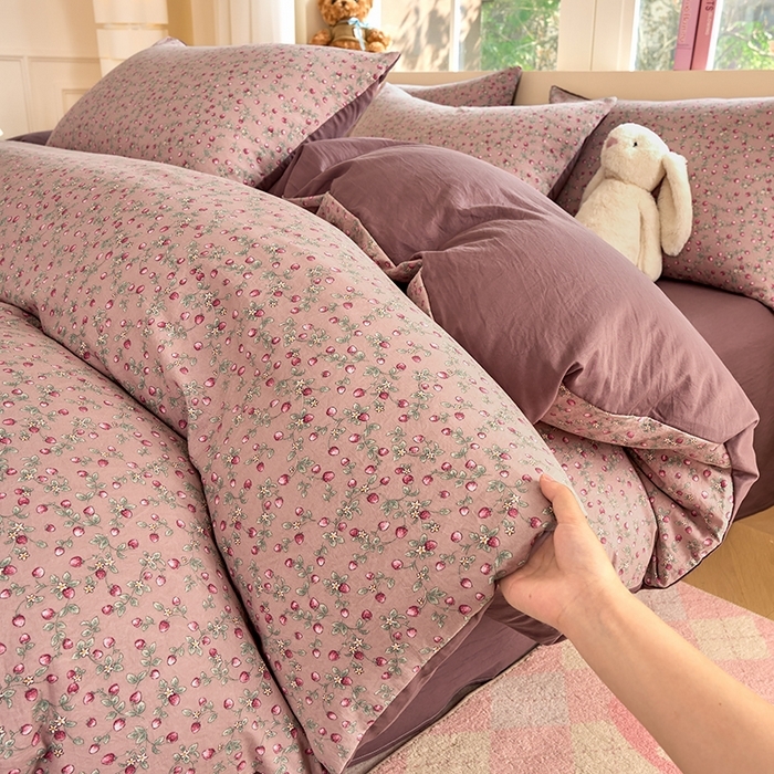 91家纺网 家纺一手货源 找家纺 （总）卢赛尔 2025新款水洗珍珠印花四件套