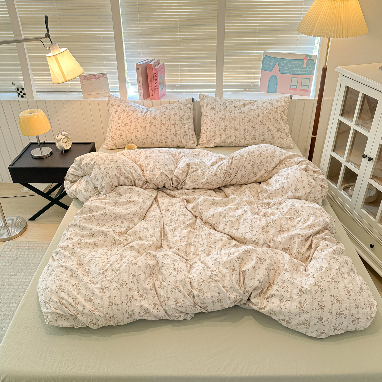 91家纺网 家纺一手货源 找家纺 多乐家纺 2025新款秋冬韩系花卉舒柔棉印花四件套 春日