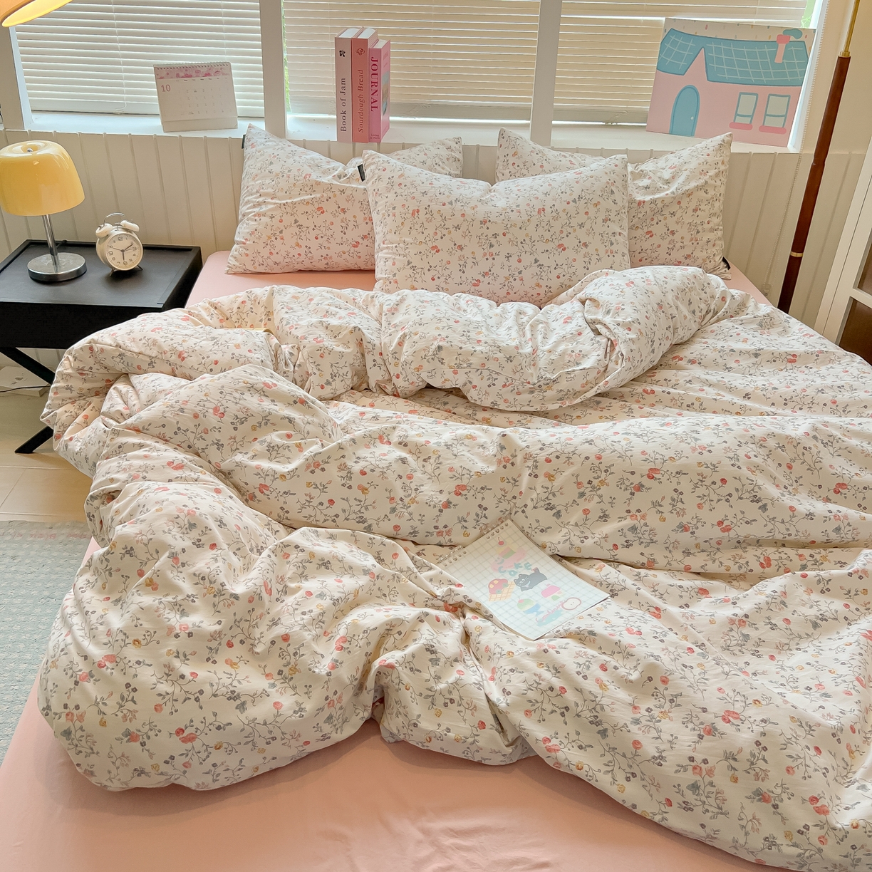 91家纺网 家纺一手货源 找家纺 多乐家纺 2025新款秋冬韩系花卉舒柔棉印花四件套 玫瑰