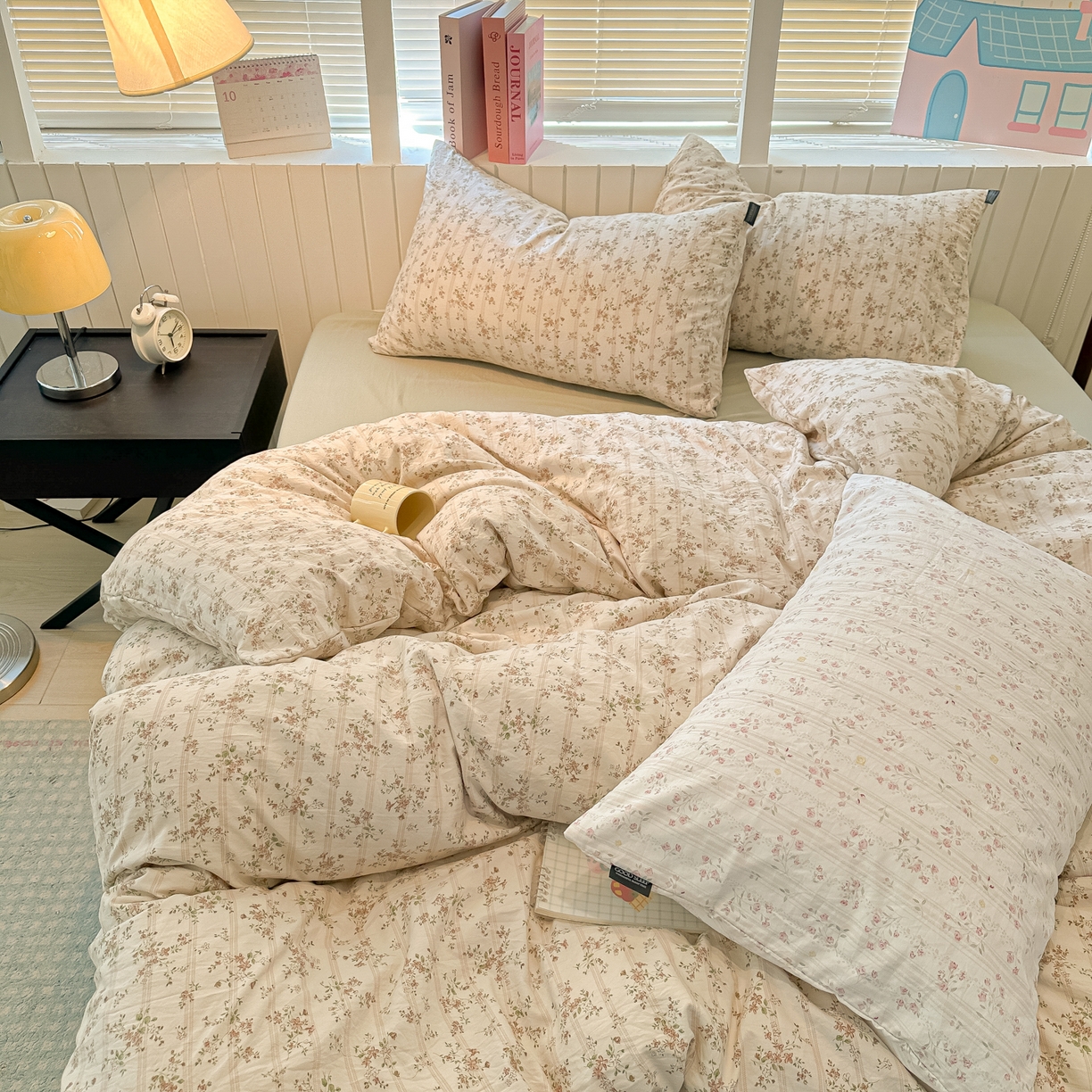 91家纺网 家纺一手货源 找家纺 多乐家纺 2025新款秋冬韩系花卉舒柔棉印花四件套 春日