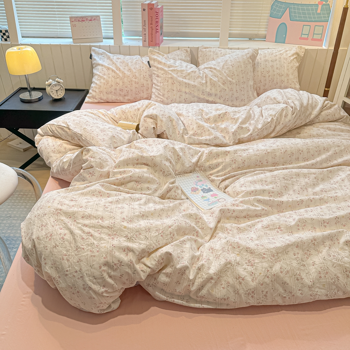 91家纺网 家纺一手货源 找家纺 多乐家纺 2025新款秋冬韩系花卉舒柔棉印花四件套 秘境