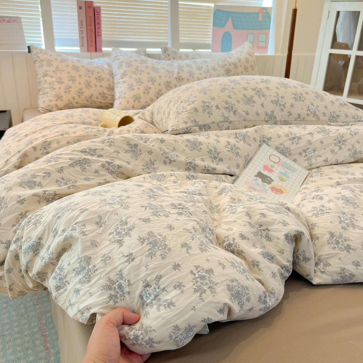 多乐家纺 2025新款秋冬韩系花卉舒柔棉印花四件套 暗香