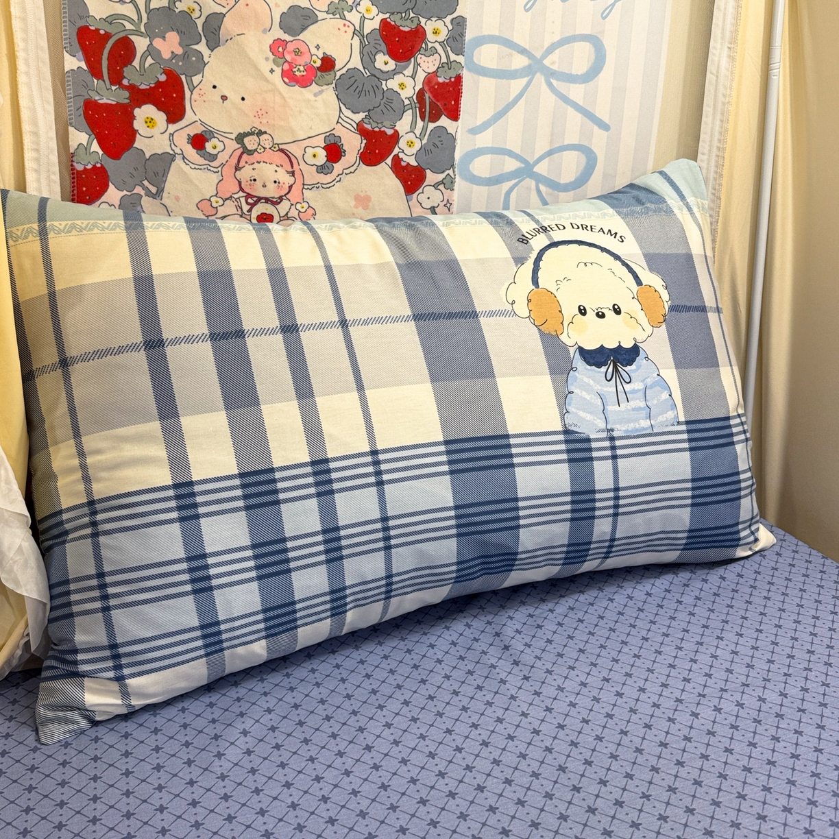 91家纺网 家纺一手货源 找家纺 简宜家居（朝初家纺） 2025新款全棉12868斜纹卡通花卉学生三件套四件套 简约-音乐熊