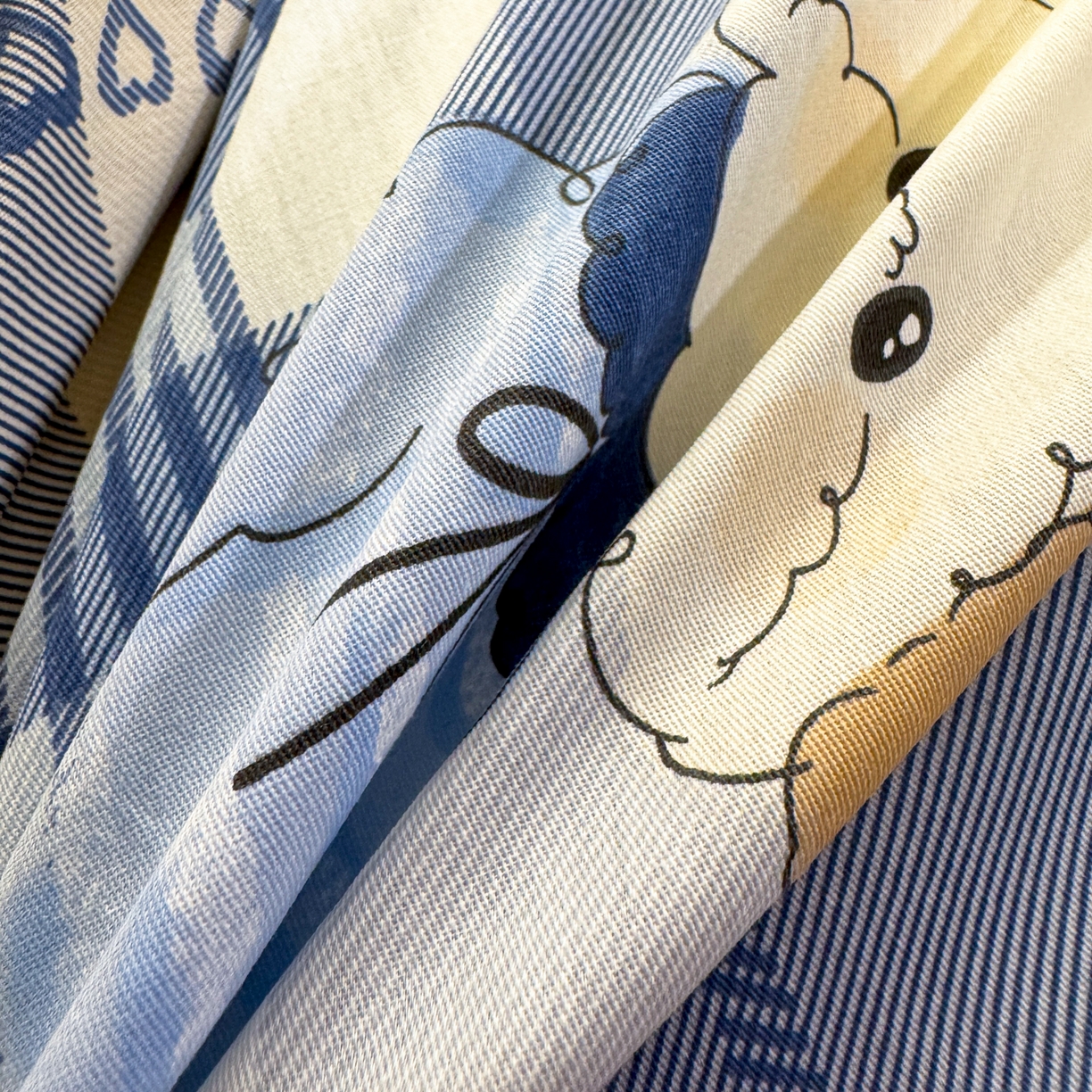 91家纺网 家纺一手货源 找家纺 简宜家居（朝初家纺） 2025新款全棉12868斜纹卡通花卉学生三件套四件套 简约-音乐熊