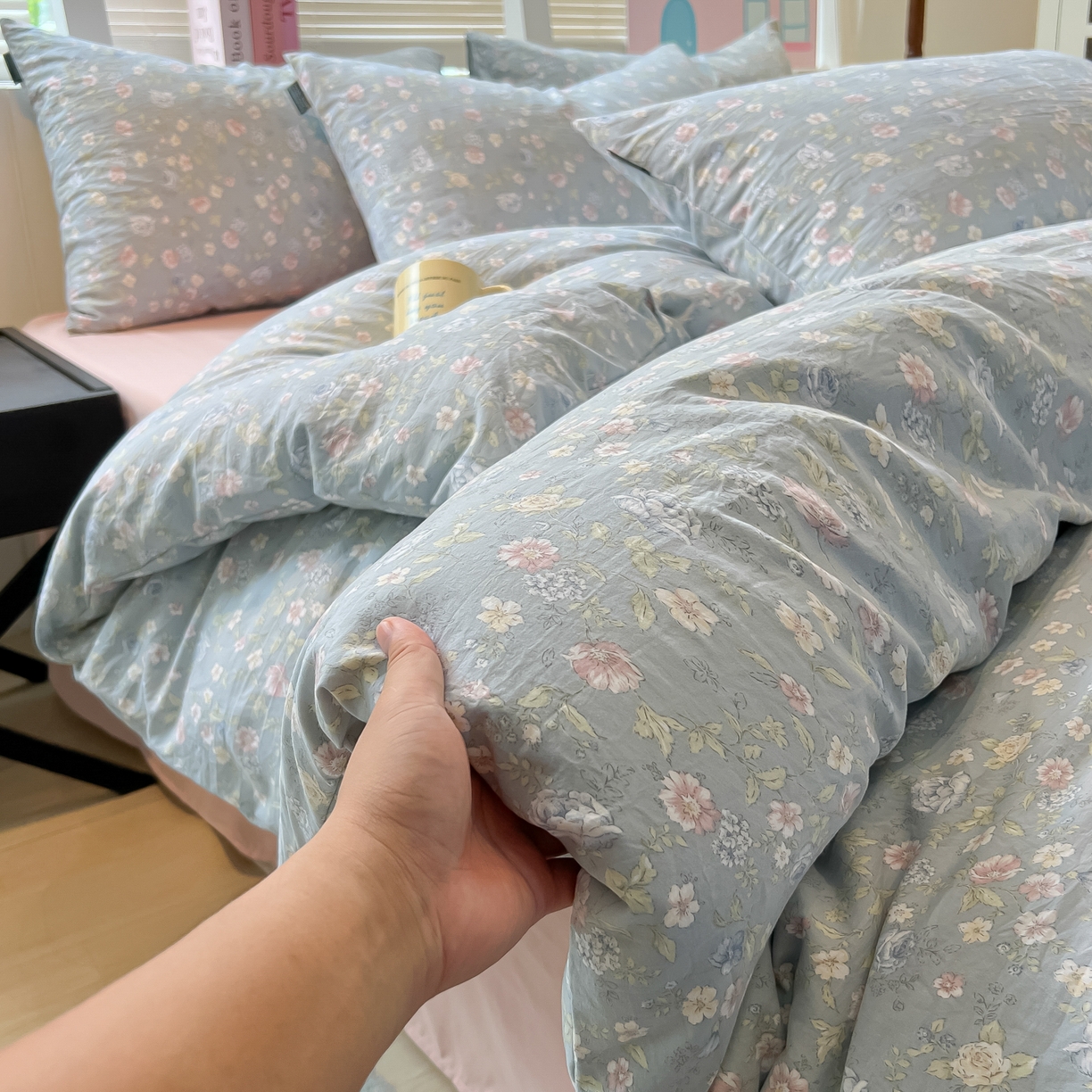 91家纺网 家纺一手货源 找家纺 多乐家纺 2025新款秋冬韩系花卉舒柔棉印花四件套 繁花