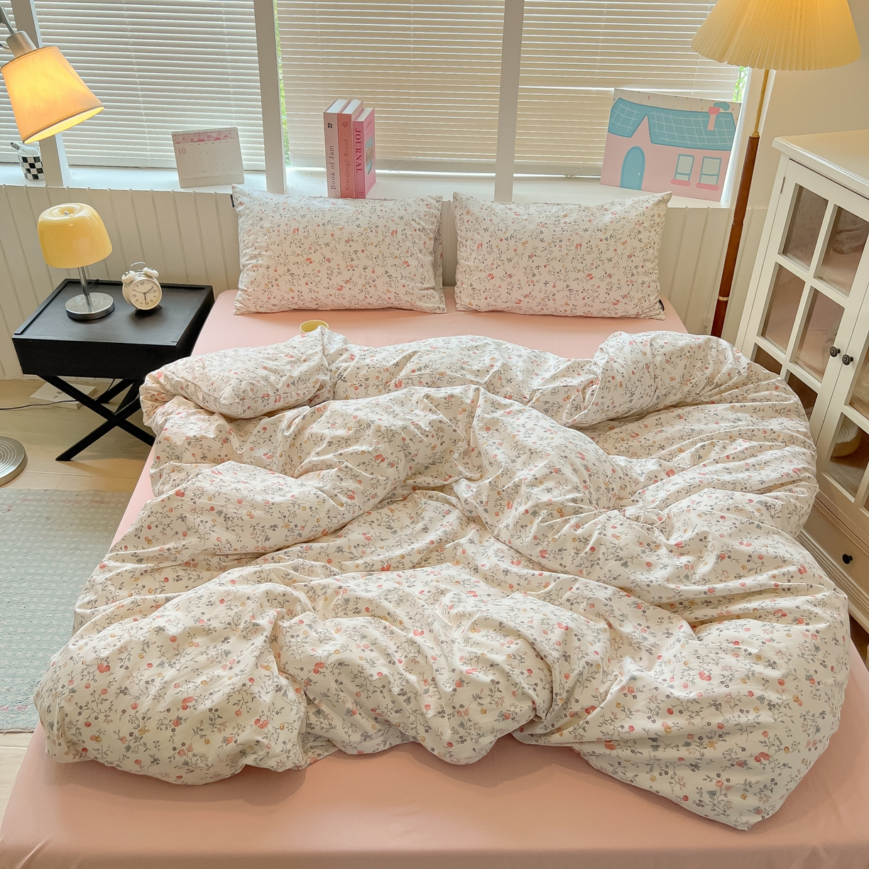 91家纺网 家纺一手货源 找家纺 多乐家纺 2025新款秋冬韩系花卉舒柔棉印花四件套 玫瑰