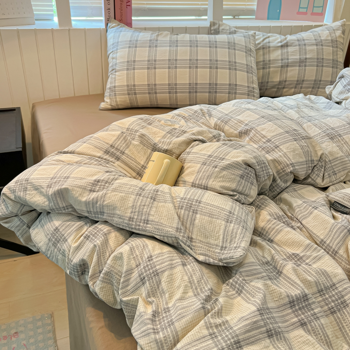 91家纺网 家纺一手货源 找家纺 多乐家纺 2025新款秋冬韩系花卉舒柔棉印花四件套 山野灰