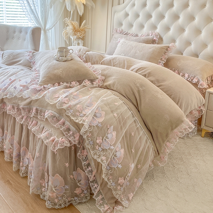 91家纺网 家纺一手货源 找家纺 （总）网红馆（ck家纺） 2025新款牛奶绒刺绣四件套-蝴蝶纷飞系列