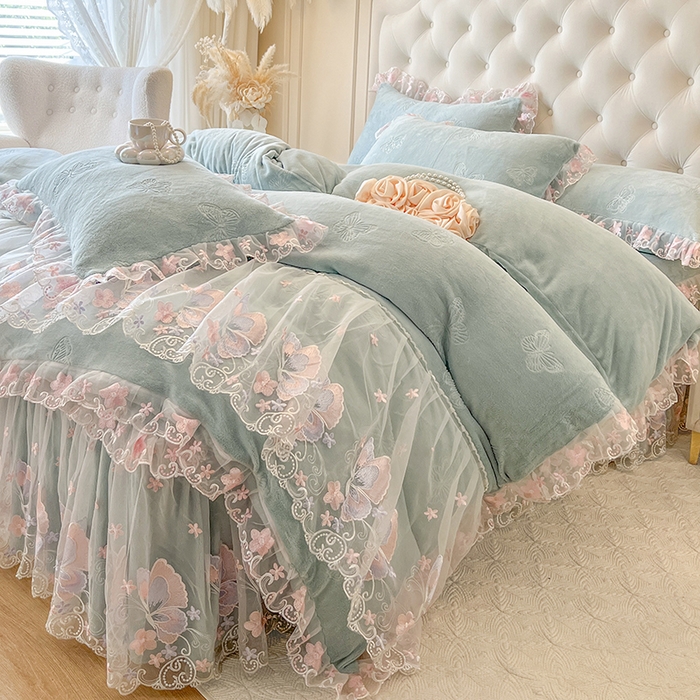 91家纺网 家纺一手货源 找家纺 （总）网红馆（ck家纺） 2025新款牛奶绒刺绣四件套-蝴蝶纷飞系列