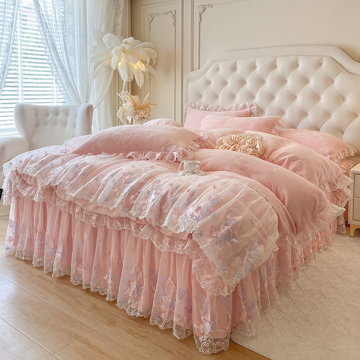 91家纺网 家纺一手货源 找家纺 （总）网红馆（ck家纺） 2025新款牛奶绒刺绣四件套-蝴蝶纷飞系列