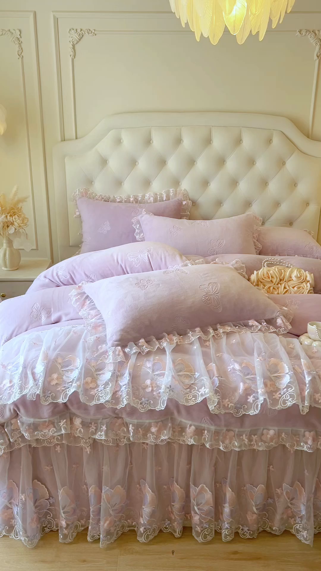 91家纺网 家纺一手货源 找家纺 网红馆（ck家纺） 2025新款牛奶绒刺绣四件套-蝴蝶纷飞系列 蝴蝶纷飞-紫