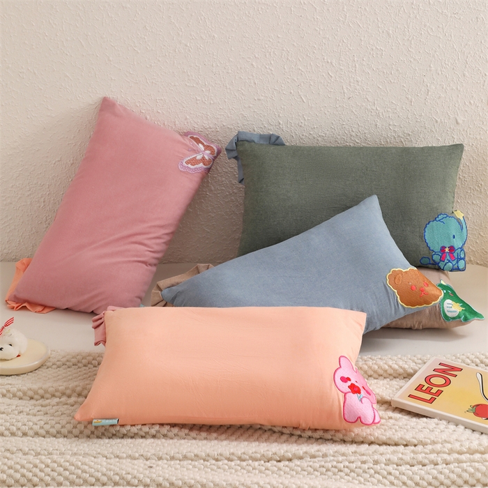 91家纺网 家纺一手货源 找家纺 大熊枕芯 2025新款水洗棉全棉刺绣儿童枕枕头枕芯 组合图