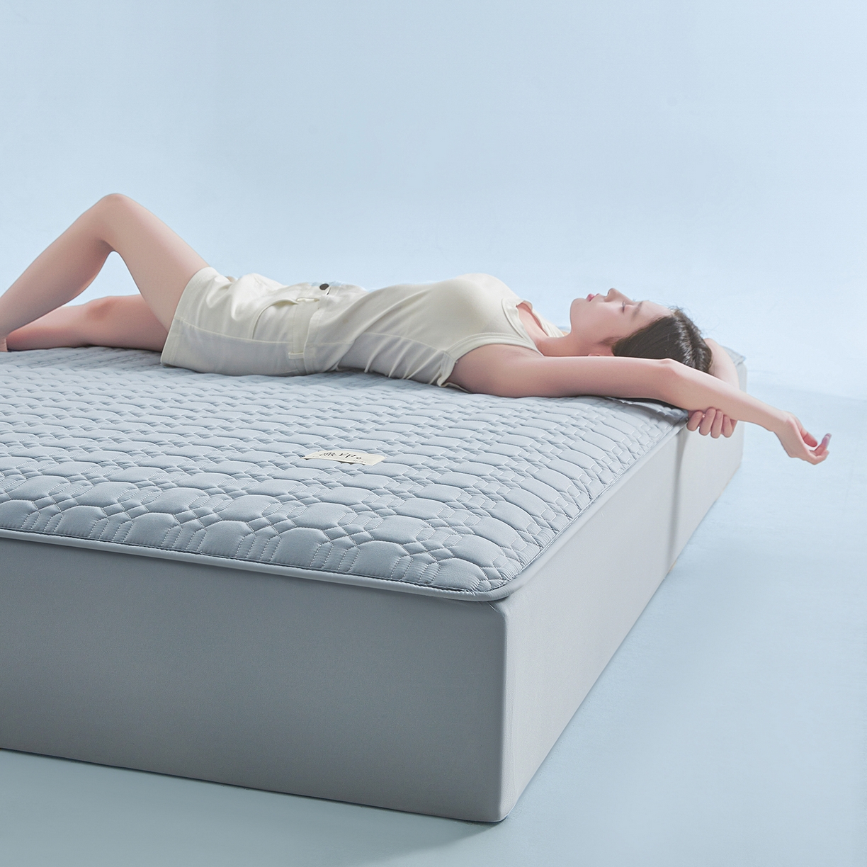 91家纺网 家纺一手货源 找家纺 曼陀罗 2025新款大豆纤维深睡床笠 秋波蓝