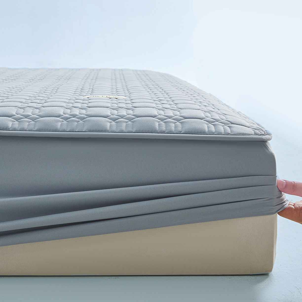 91家纺网 家纺一手货源 找家纺 曼陀罗 2025新款大豆纤维深睡床笠 秋波蓝