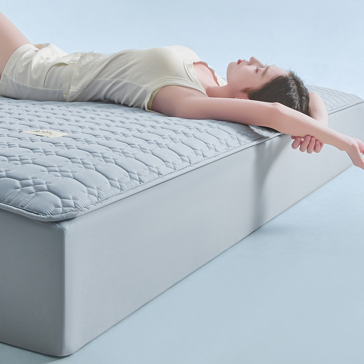 91家纺网 家纺一手货源 找家纺 曼陀罗 2025新款大豆纤维深睡床笠 秋波蓝