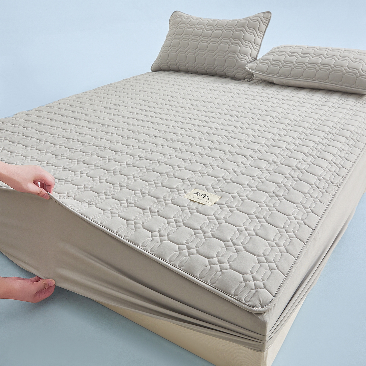 91家纺网 家纺一手货源 找家纺 曼陀罗 2025新款大豆纤维深睡床笠 星河灰