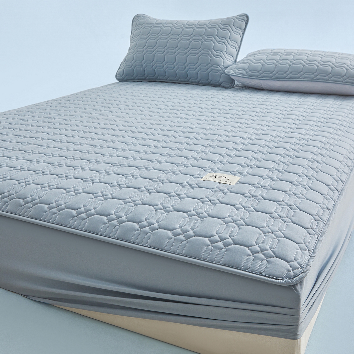 91家纺网 家纺一手货源 找家纺 曼陀罗 2025新款大豆纤维深睡床笠 秋波蓝