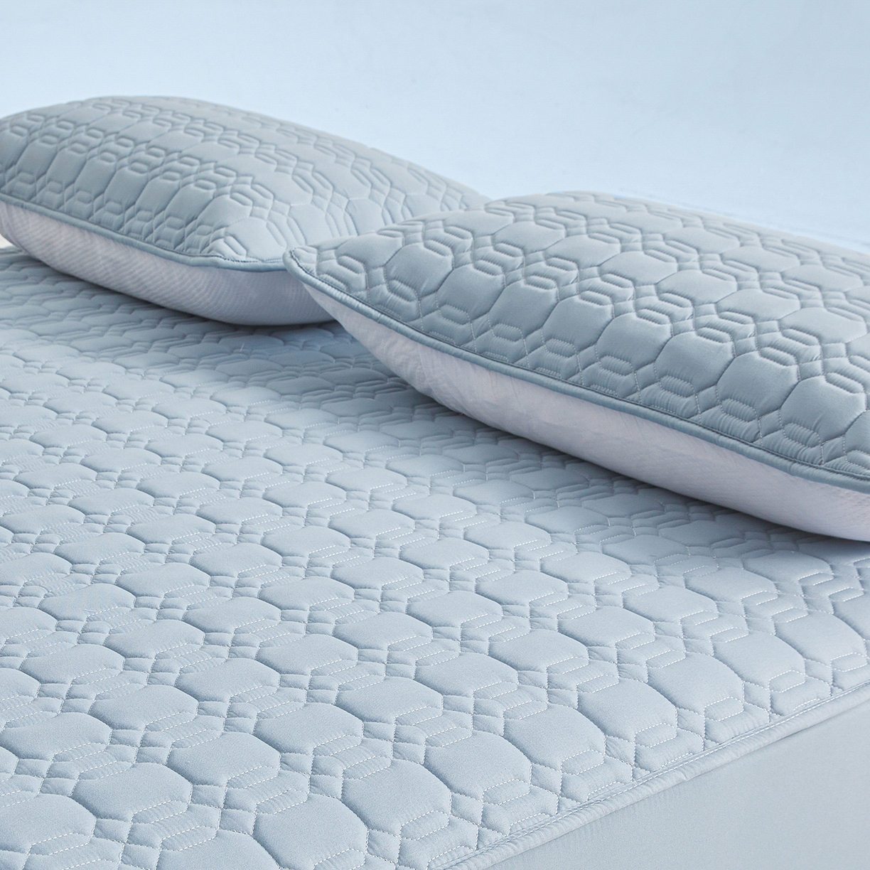 91家纺网 家纺一手货源 找家纺 曼陀罗 2025新款大豆纤维深睡床笠 秋波蓝