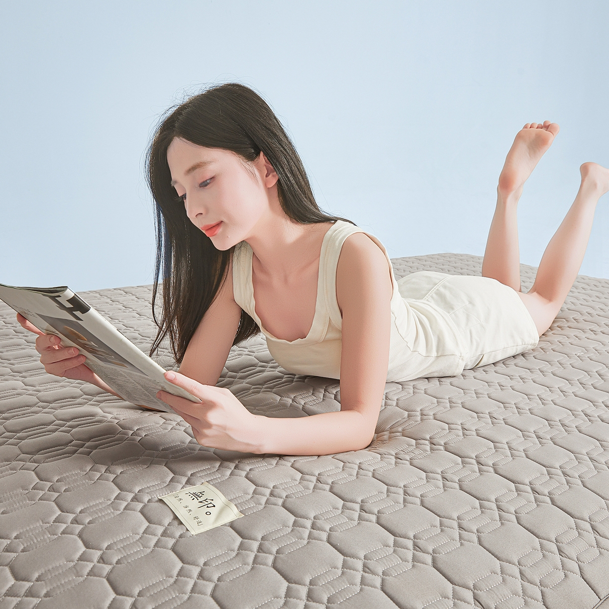 91家纺网 家纺一手货源 找家纺 曼陀罗 2025新款大豆纤维深睡床笠 月石灰