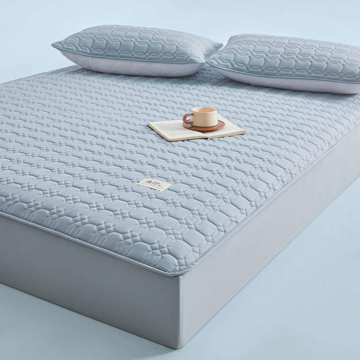 91家纺网 家纺一手货源 找家纺 曼陀罗 2025新款大豆纤维深睡床笠 秋波蓝